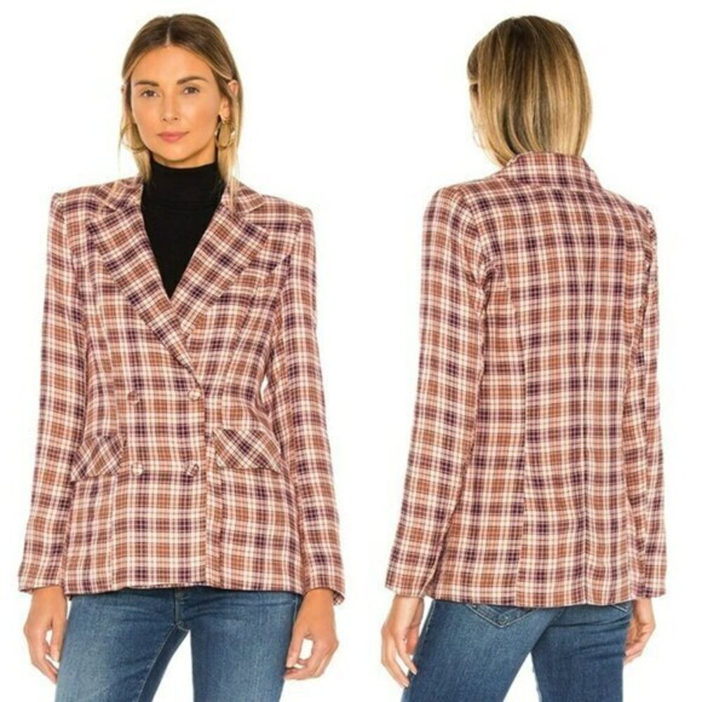 MAJORELLE Rhea Blazer - Pink Plaid